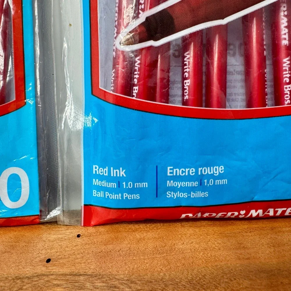 Paper Mate Write Bros Red Ink Ballpoint Pens Medium 1.0mm 20 Count 2 Packs 93234